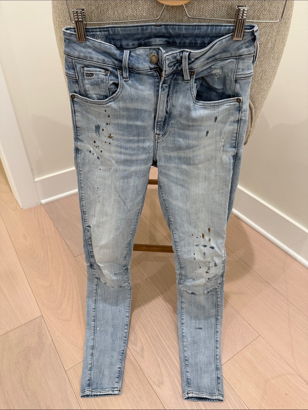 G-Star RAW Women’s Distressed Skinny Jeans Light Wash 27x34 Stretch Denim